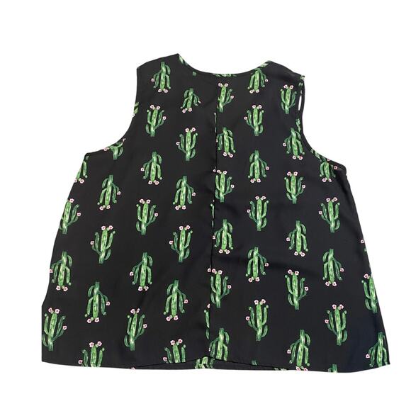 Lily White Women’s Sleeveless Cactus Print Top Size M – Black Green Pink - Picture 2 of 6